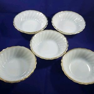 Anchor Hocking Aurora Shell Scalloped 22K Gold Edge Dessert Berry Bowls …